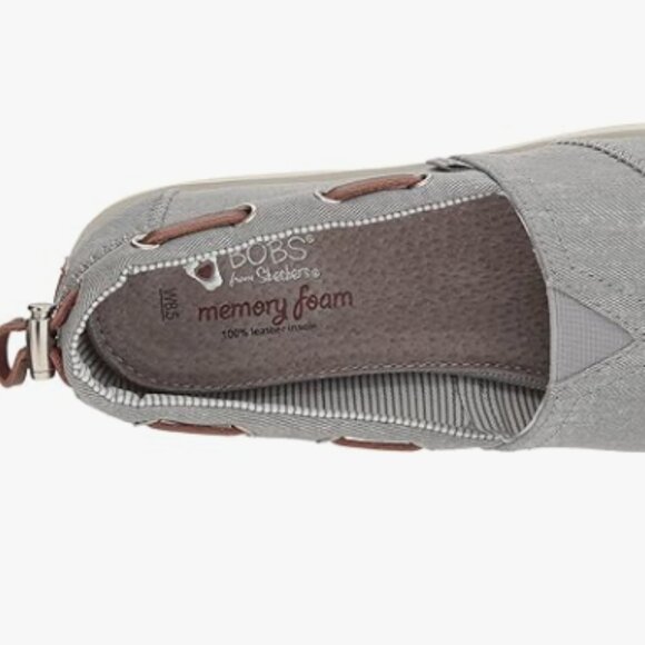 Bobs Skechers Gray Loafers Memory Foam Leather Insole - Picture 2 of 5